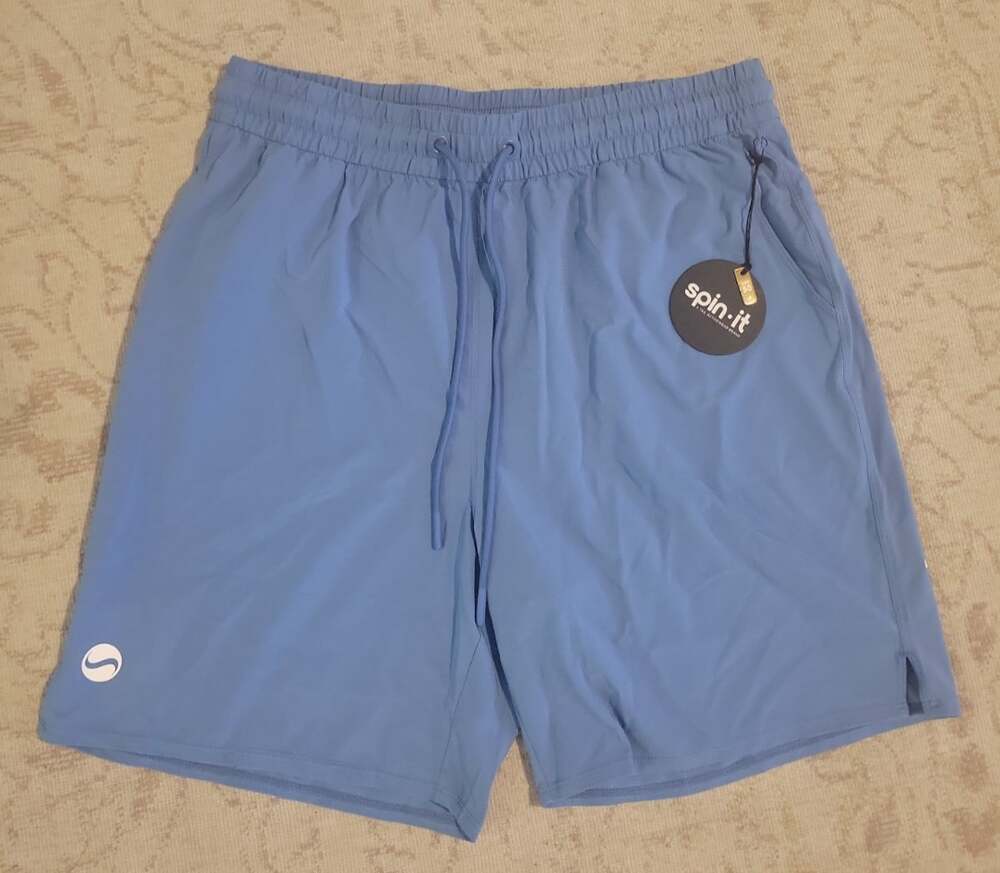 Tail Spin It Mens Sz Large Aaron Shorts Blue Stretch run tennis beach NWT . DW - Picture 2 of 5